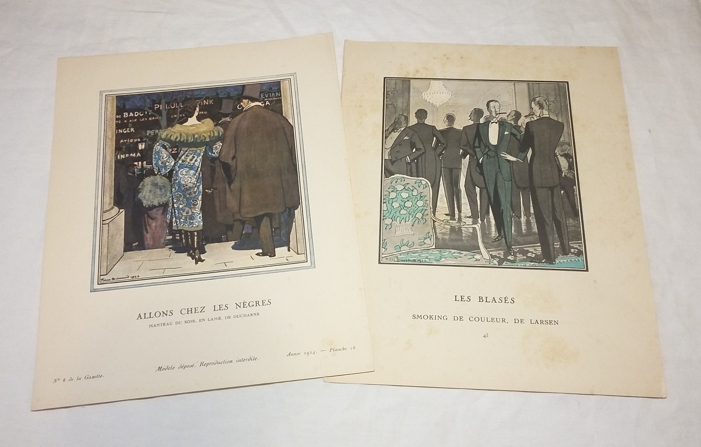 La Gazette du Bon Ton, Année 1924 n°6 et 8 - Lot de 8 planches illustrées