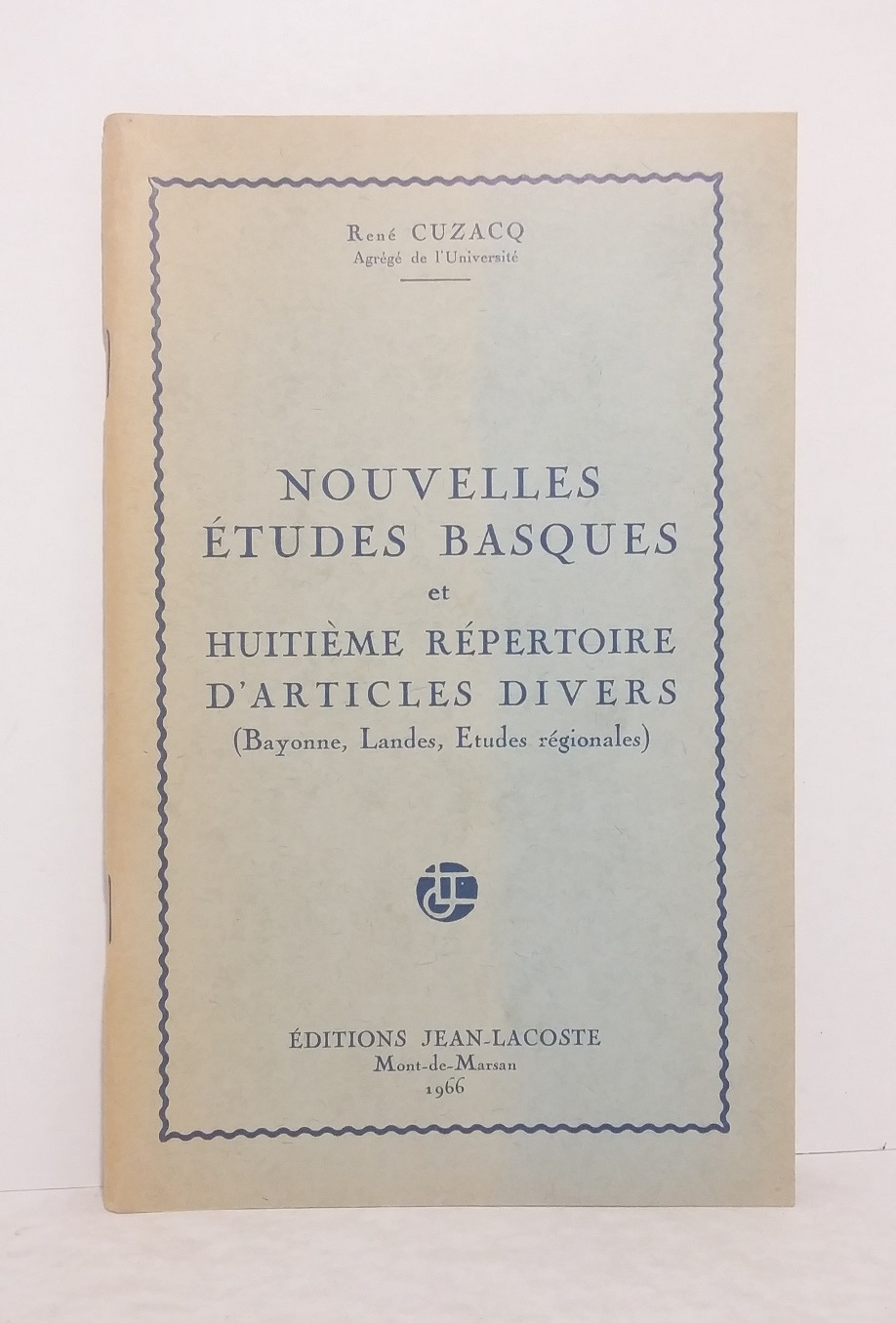 Les nouvelles études basques et huitième répertoire d'articles divers (Bayonne, Landes, Etudes régionales)