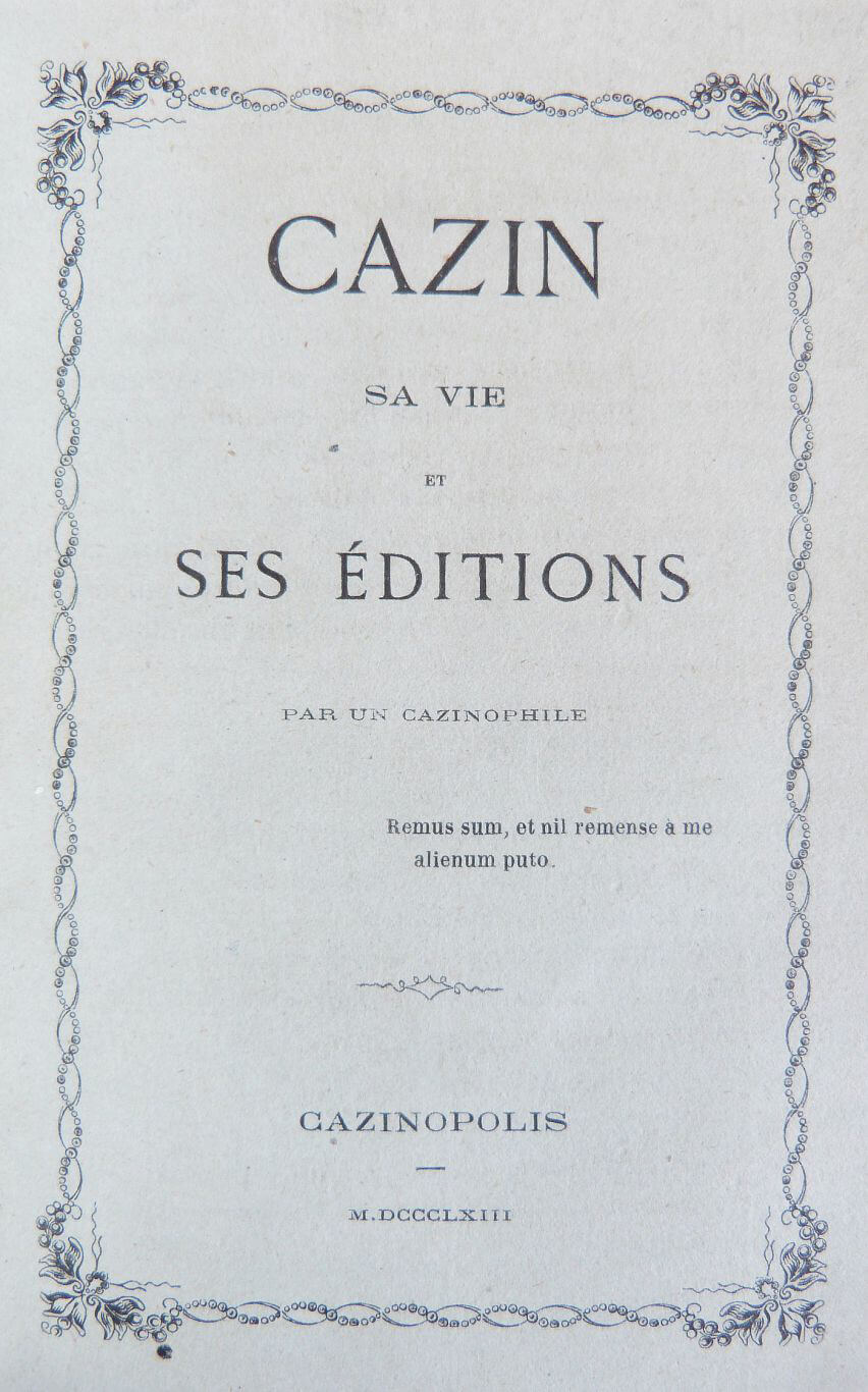 Cazin, sa vie et ses éditions 