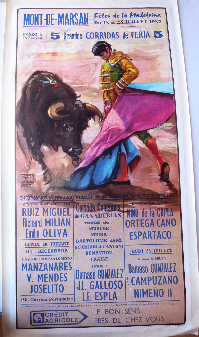 Affiche de tauromachie Juillet 1987