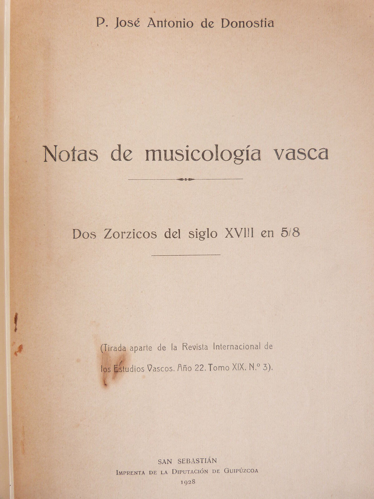 Notas de musicología vasca. Dos zorzicos del siglo XVIII en 5/8. 