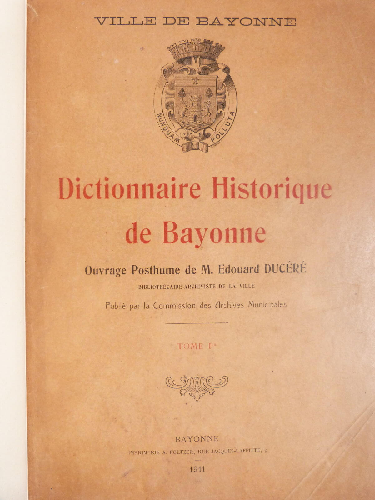 Dictionnaire Historique de Bayonne