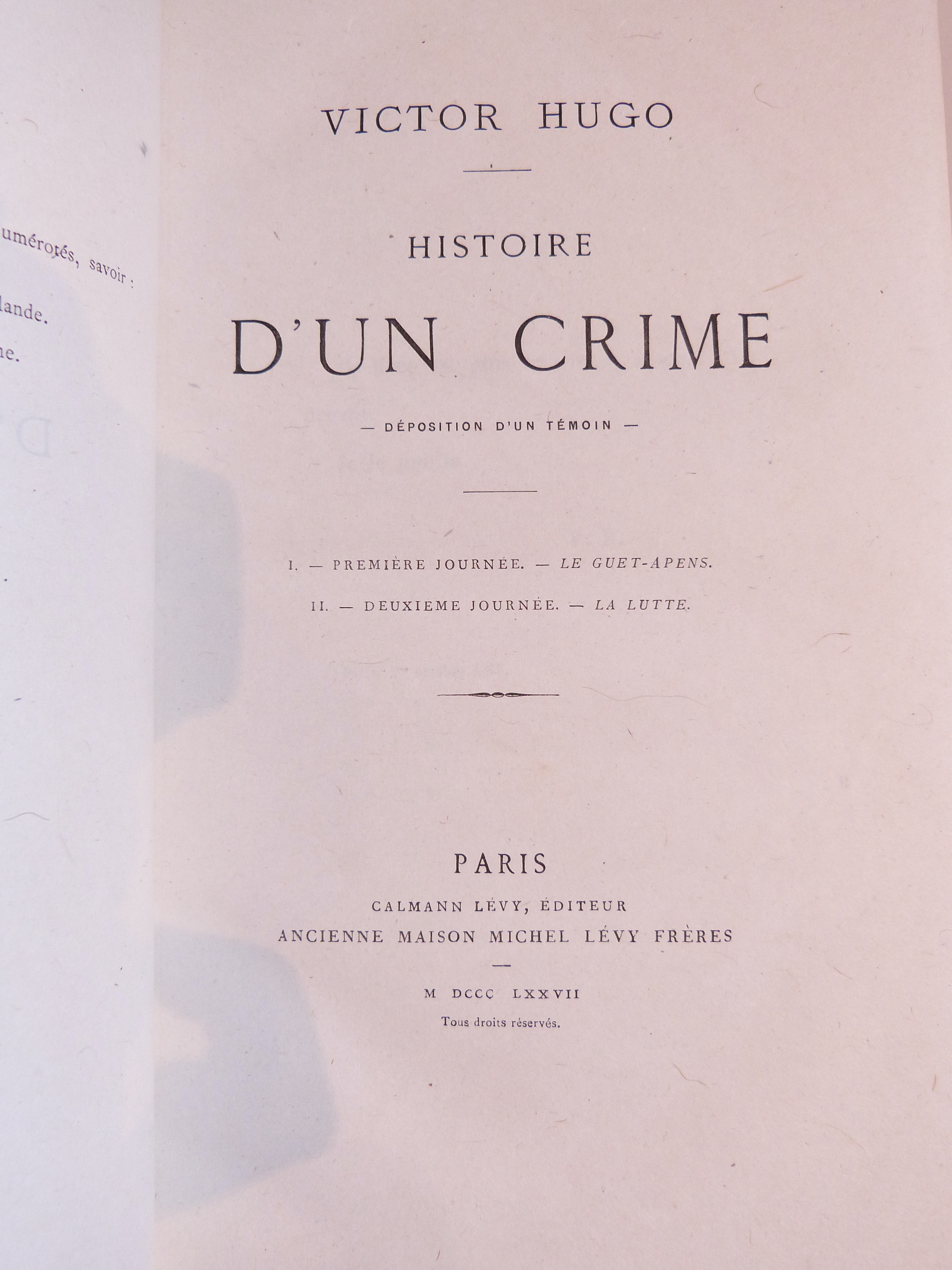 Histoire d'un crime