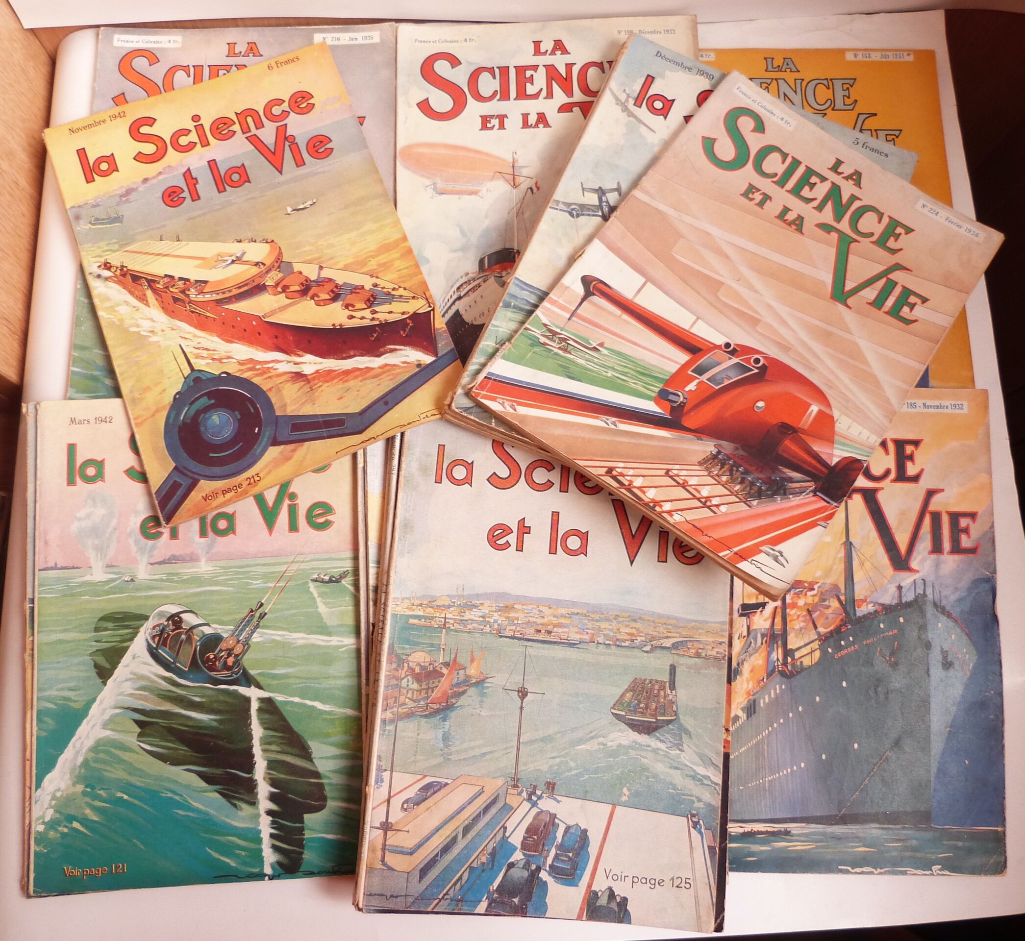 lot de 15 Science et Vie avec des couvertures bateaux.