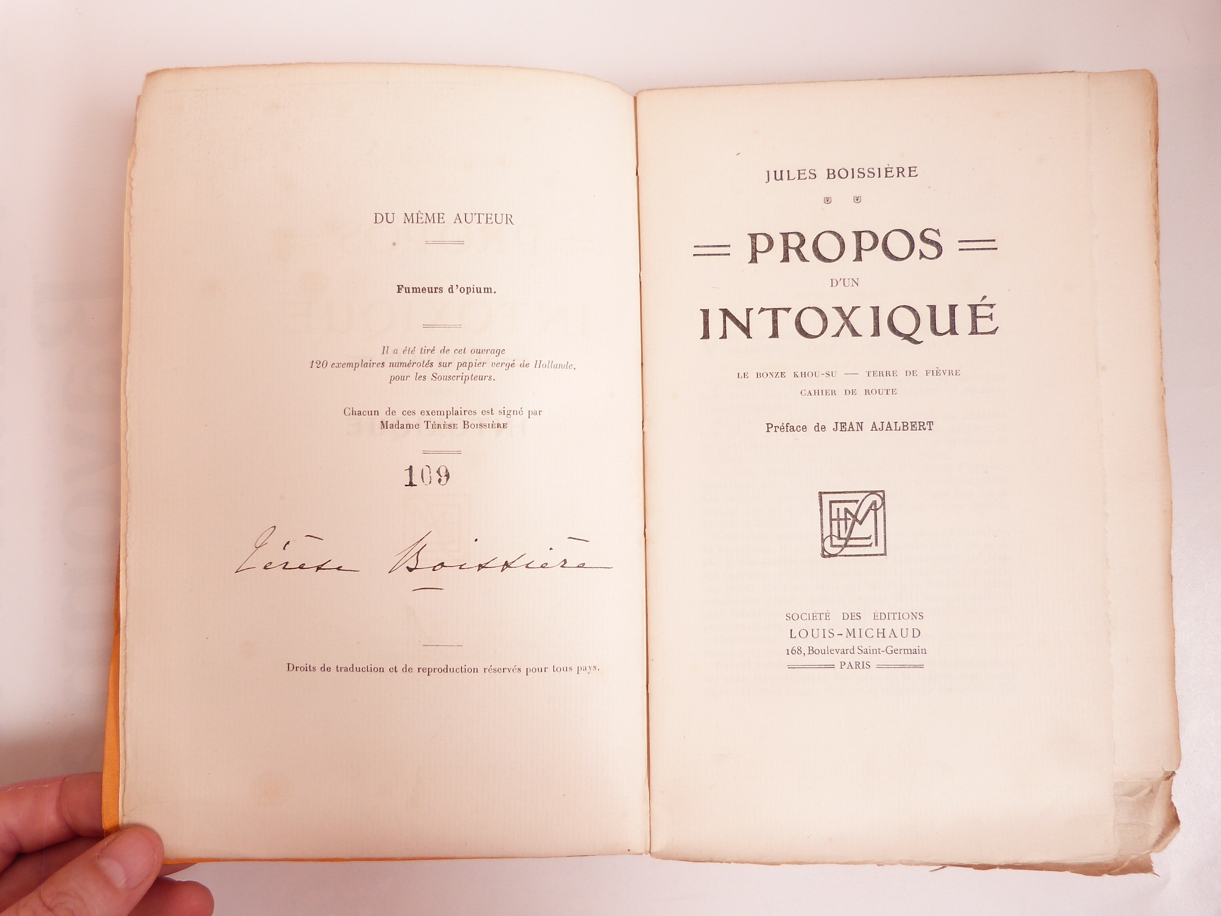 Propos d'un intoxiqué. Le bonze Khou-su - Terre de fièvre - Cahier de route.